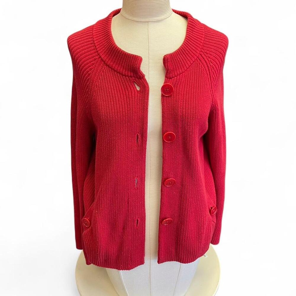 Red talbots button up cardigan